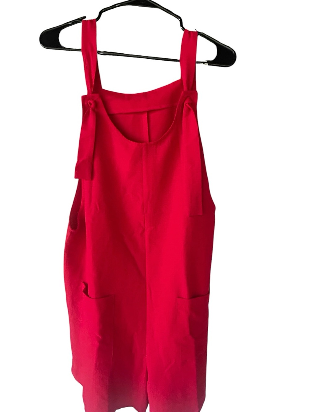 Red Sleeveless Pinafore romper with pockets medium